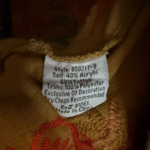 Johnny Was Biya S Heavily Embroidered Mustard Long Floral Knit Hoodie Cotton Mix - Picture 9 of 13